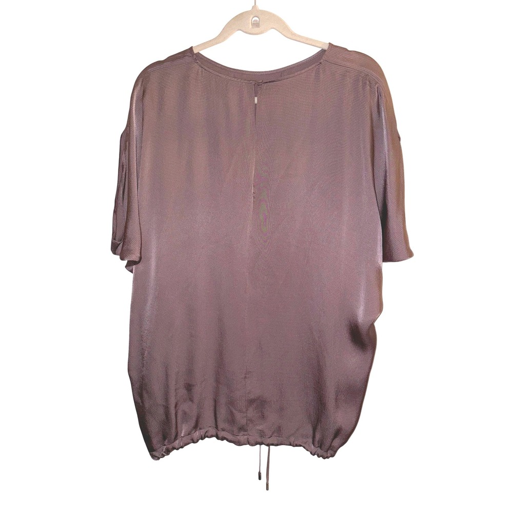 Reiss Maggie sz 8 Hammered Satin Top‎ Mauve Taupe Drawstring Oversized - Picture 5 of 9